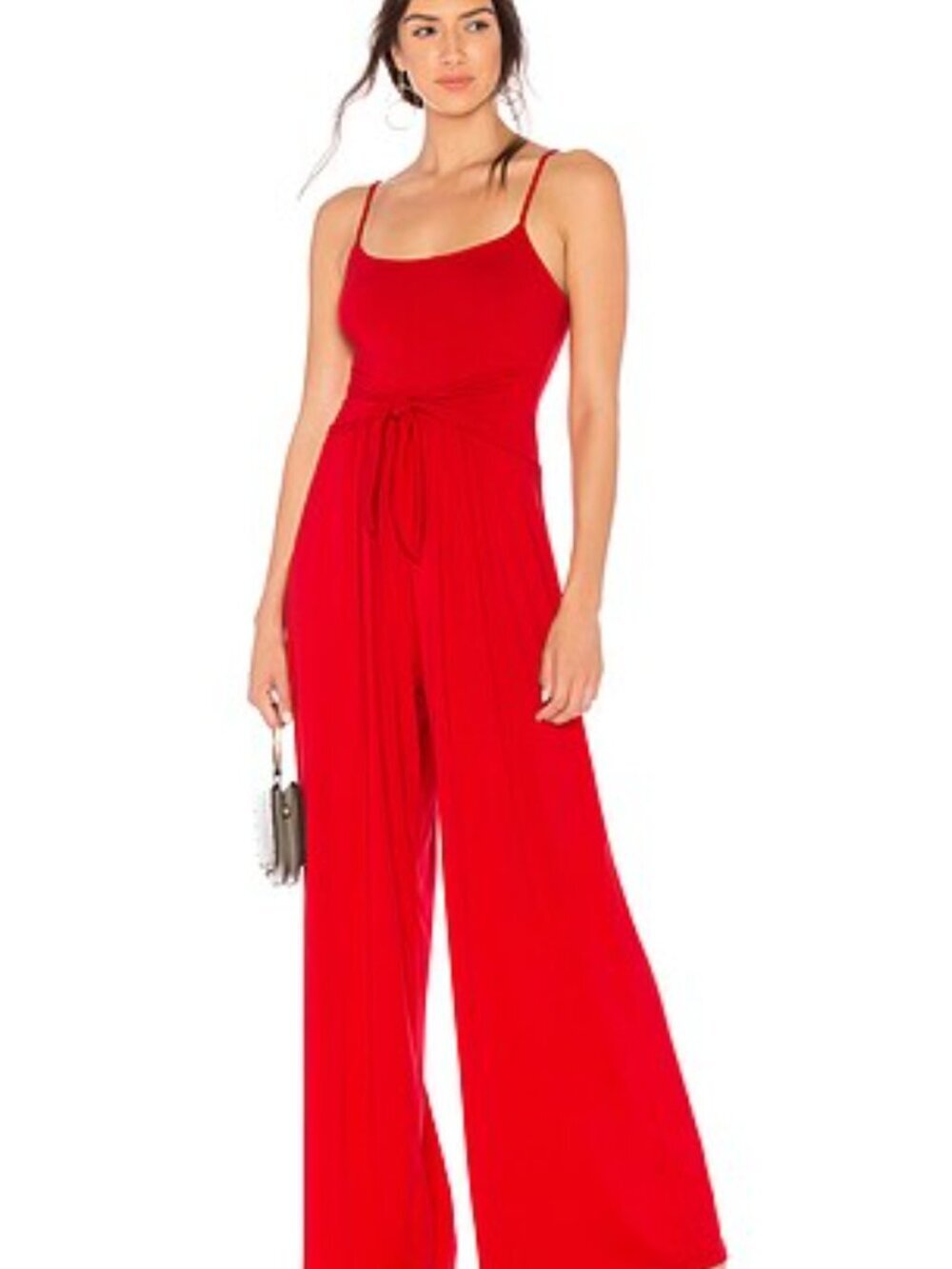 Susana Monaco Flowy Jumpsuit in Perfect Red Tie Waist Size XS Women's